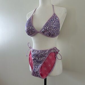 Victoria Secret PINK Purple Sparkle String Bikini